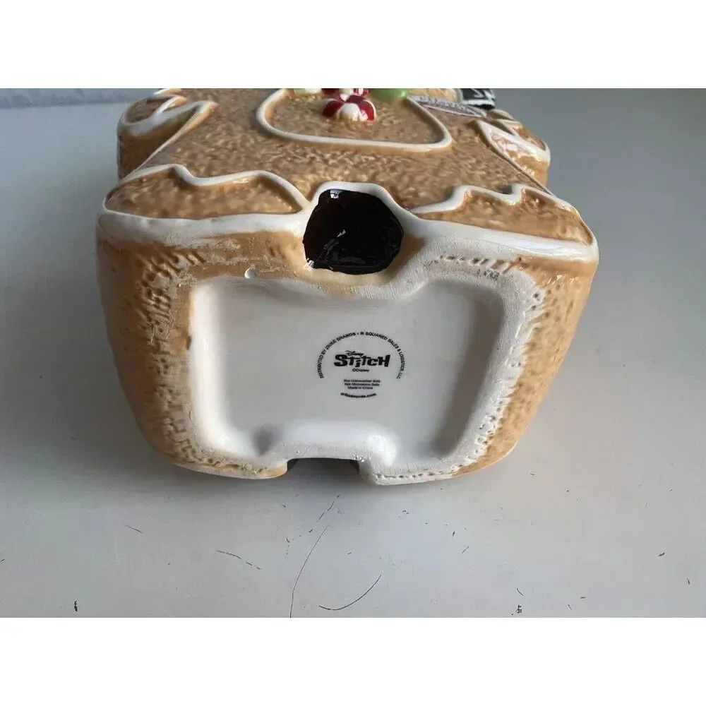 Disney Stitch Gingerbread Cookie Jar Christmas‎ Holiday Ceramic Hand Painted NEW